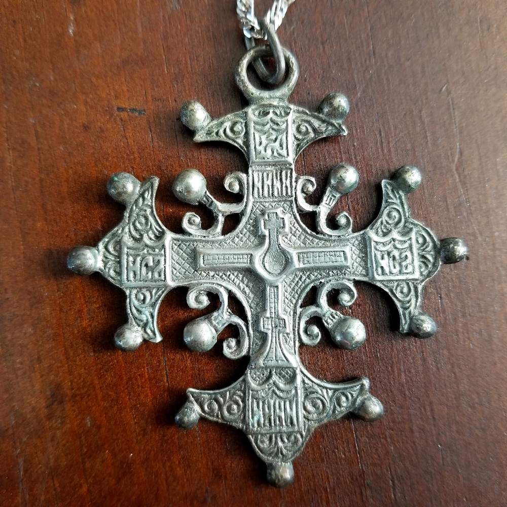 Relisted -Vintage Coppini cross necklace 800 silver bros Christian renaissance - Picture 5 of 17